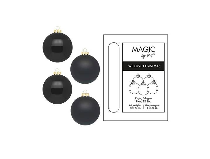 Weihnachtsbaumkugel DECOR , schwarz, Ø:8cm, Glas, Weihnachtsbaumkugeln, Weihnachtsbaumkugel