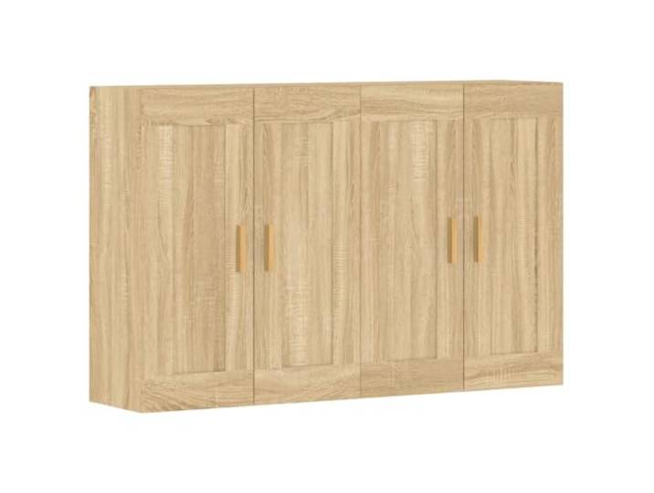 Fisinber Wandschrank 2er Set Sonoma-Eiche Holzwerkstoff 69,5x34x90 cm Platzsparender Hängeschrank für Wohnzimmer und Schlafzimmer, flexibel auch als Sideboard Aufsatz nutzbar.