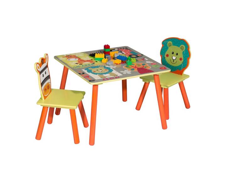 WOLTU 1 ensemble de table et chaises en bois pour enfants d'âge préscolaire, avec 2 tabourets, pour filles et garçons, ensemble table et chaises pour activités ludiques