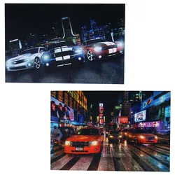 2er-Set LED-Bild Leinwandbild Leuchtbild Wandbild 40x60cm, Timer ~ Cars