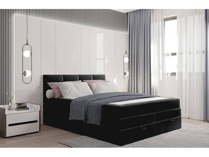 TRADA Boxspringbett Prado mit Matratze und Bettkasten, 140x200 cm, Schwarz Elegant Bett mit Matratze und Bettkasten, Modern Double Bed fur Schlafzimmer