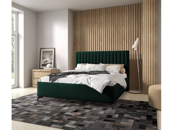 Lit capitonné SETOW 140 x 200cm Velours Fraya Vert