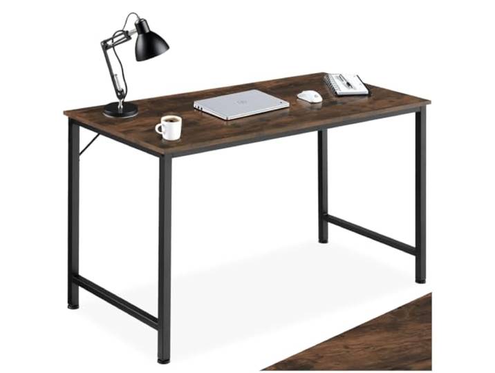 tectake® Schreibtisch, Computertisch, Bürotisch, PC Tisch, Möbel für Arbeitszimmer, Home Office, Büro, Kleiner Schreibtisch, Tischgestell mit Tischplatte - Industrial Holz dunkel, rustikal, 140 cm