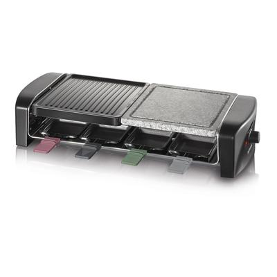 SEVERIN Raclette "RG 9645", schwarz (kunststoff), B:54cm H:11,5cm T:38cm, Raclettes, Naturgrillstein & antihaftbeschichtete Grillplatte, 8 Personen, 1400W