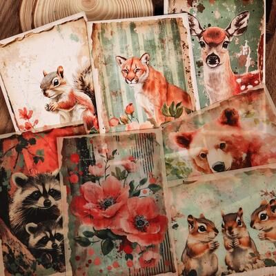 Uplift Essentials Watercolor Animal Sulfuric Acid Paper & Sticker Kit Watercolor Animal Sulfuric Acid Paper & Sticker Kit