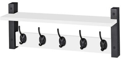 Sorbus Coat Hooks Wall Mount Floating Shelf with 5 Heavy Duty Hooks, Large and Extra Large