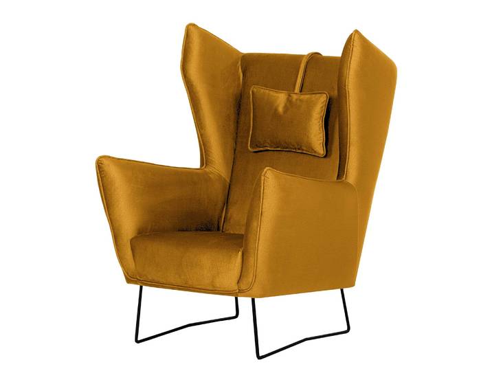 Sessel Caleta Gelb/Senfgelb Samt Onoli ohne Hocker 80 x 112 x 92cm