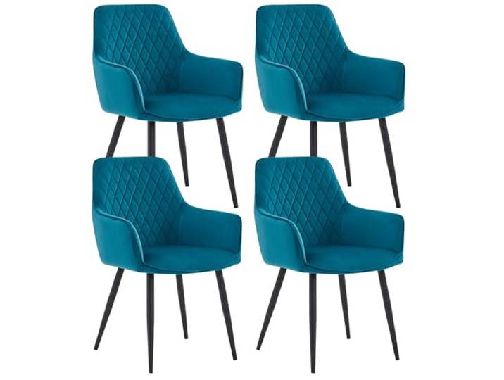 Colenis Esszimmerstühle, 4er Set für Küche, Wohnzimmer, Schlafzimmer, Küchenstühle mit Armlehnen Metallbeinen, gepolsterte Sitzfläche aus Samt, bis 120 kg belastbar, Petrol - Beverly