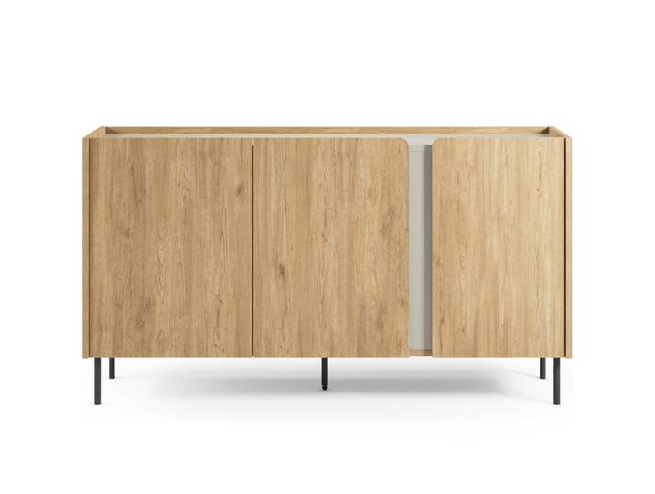 Buffet 3 portes décor chêne et vert 150 cm