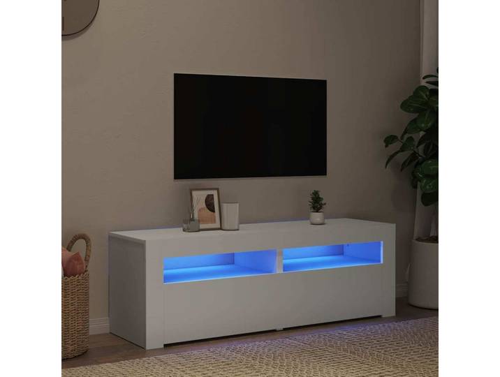 furnicato TV-Schrank RGB-LED 120 x 35 x 40 cm Weiß (1-St) RGB-LED-Beleuchtung Lowboard mit Stauraum für Medien im Wohnzimmer
