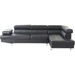 ECKFSOFA 5-Sitzer Kunstleder Schwarz linksseitig Norrea