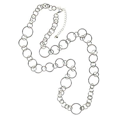 Lange Kette FIRETTI "Ring Variety", grau (metallfarben), Halsketten, Damen, Metall, L: 85