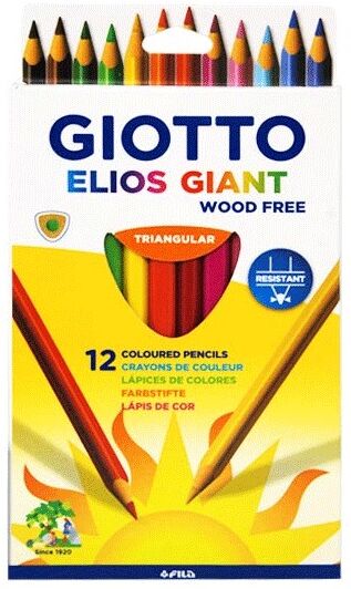 Pochette 12 crayons de couleurs ELIOS GIANT Wood Free - Giotto