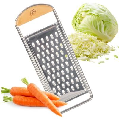 Kings County Tools Cheese Grater - Stainless Steel Flat Food Grater with Cherrywood Handle