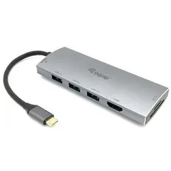 equip Usb-Hub (USB-C, 4 Ports), Dockingstation + USB Hub, Silber