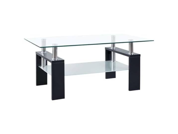 Couchtisch, Schwarz/Transparent, 95x55x40cm, Glas Glasplatte, schwarzer Standfuß, Maße 95x55x40 cm, Wohnzimmer, moderne Form