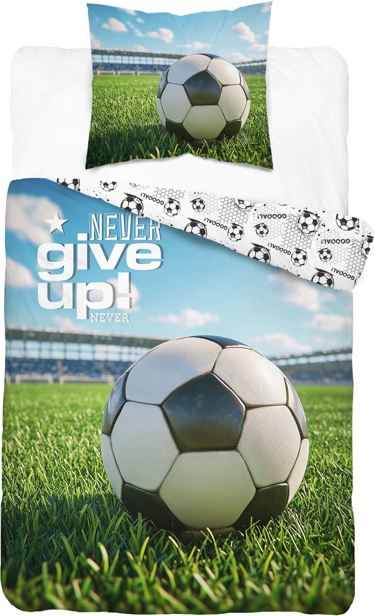 Voetbal Dekbedovertrek Stadium Eenpersoons 140 x 200 cm Katoen Never Give UP
