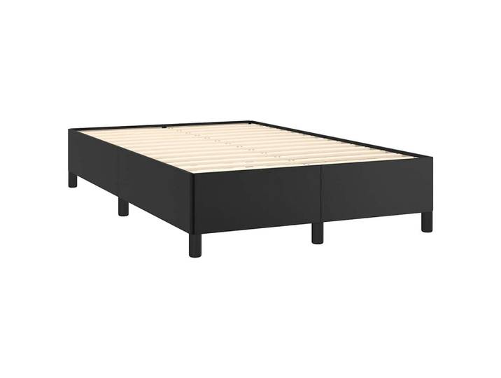 furnicato Bettgestell Schwarzes Kunstlederbett 193x123x25 cm mit Massivholz-Stützbeinen (1-tlg), Schmutzabweisendes Schlafgestell mit stabilen Sperrholzlatten