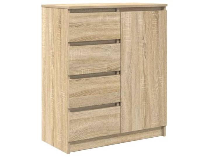 HGFDVCMR Sideboard Sonoma-Eiche 71x35x84 cm Kommode mit 4 Schubladen Flexibler Beistellschrank für Wohnzimmer und Essbereich, beidseitig montierbar mit robuster Wandverankerung.