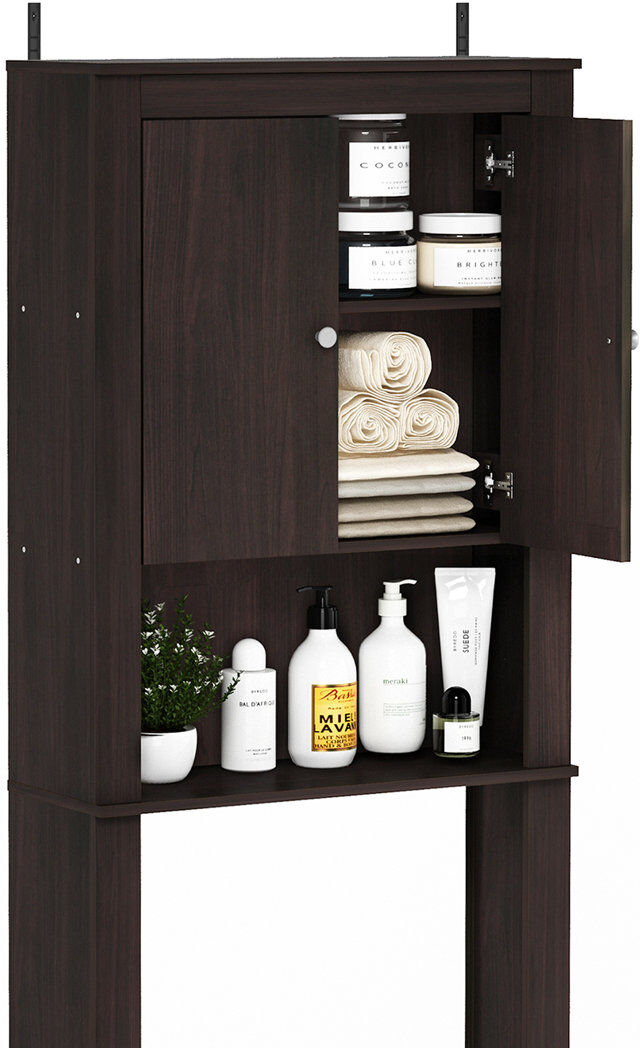 17 Stories Stroh Freestanding and Wall Over the Toilet Storage Espresso 160cm H X 59.7cm W X 21.1cm D
