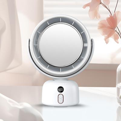 Inspired Deals F2 Lighted Makeup Mirror With Desktop Fan Rechargeable Vanity Mirror With LED Fill Light white