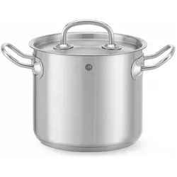 Hendi Kochtopf, hoch - mit Deckel,, Kitchen Line, 32L, ⌀360x(H)320mm, Pfanne + Kochtopf, Silber