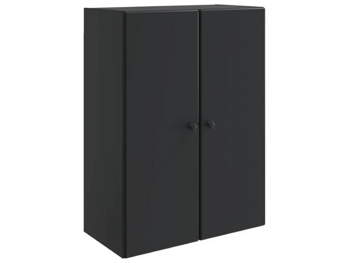 RJPLMFV Wandschrank, 66 x 34,5 x 90 cm, Verbundholz, Schwarz Tür 90°, Metallgriffe, integrierte Regale, Wandbefestigung erforderlich, Wartung mit feuchtem Tuch