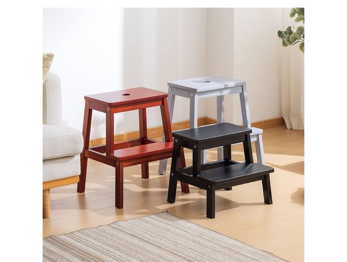 Petit banc en bois massif, banc de lavage antidérapant, tabouret à langer double couche, tabouret à pédale