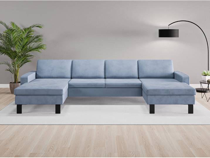 Wohnlandschaft Rio Nr. 2 - Blau (Jeansblau) - Vintage Velours