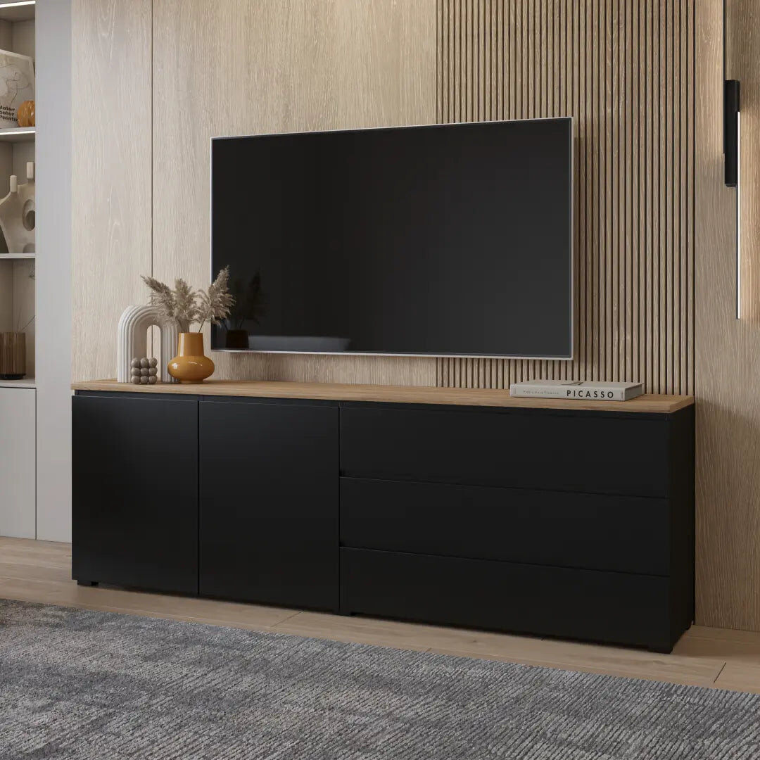 17 Stories Tavi 200cm Sideboard Black 68cm H X 200cm W X 35cm D