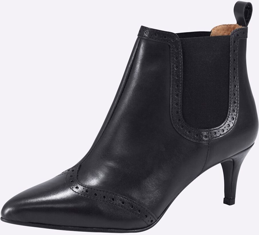 Stiefelette HEINE, Damen, Gr. 41, Leder, schwarz, Glattleder, Leder, Schuhe Stiefelette schwarz 41, Leder
