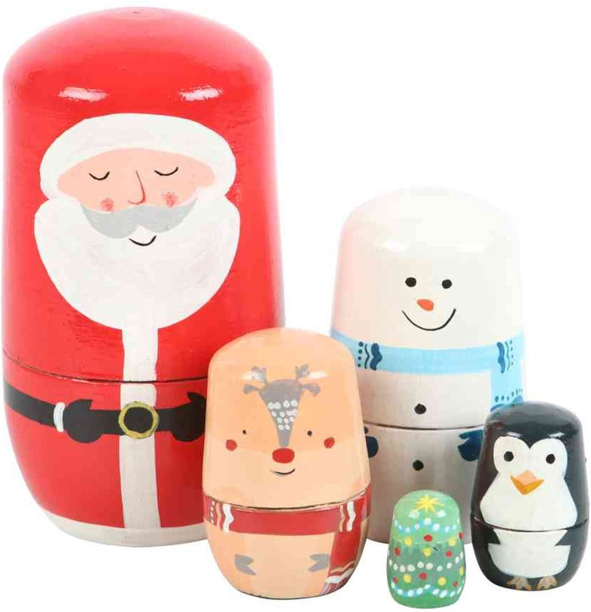 Something Different Kerst Russische Matroesjka Poppen Set Ornament Multicolour