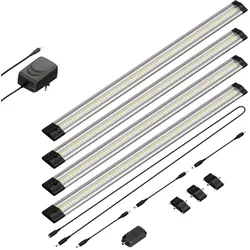 ledscom.de LED Unterbau-Leuchte Siris, Touch-Dimmer, flach, je 50cm, je 655lm, weiß, 4er Set