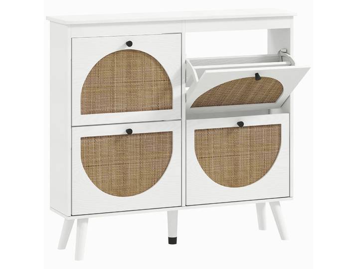 Meuble à chaussures armoire à chaussures 4 abattants en bois blanc
