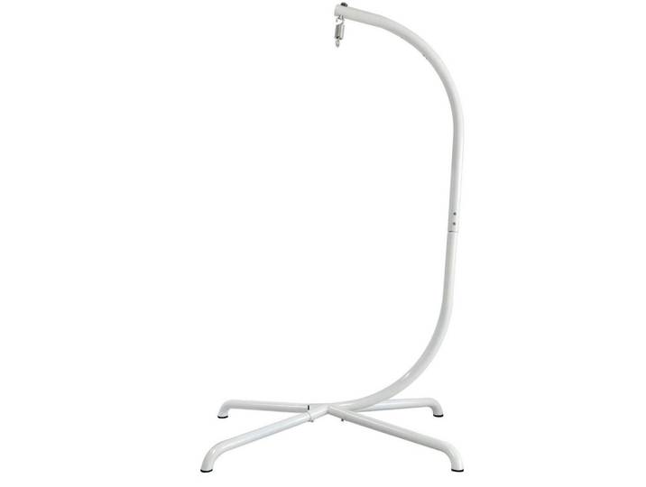 Hängesesselständer C-Ständer mit Federhaken Weiß 150 kg, Metall, 21.1x1.5x118.1 cm, Gartenmöbel, Gartenschaukeln, Hängematten
