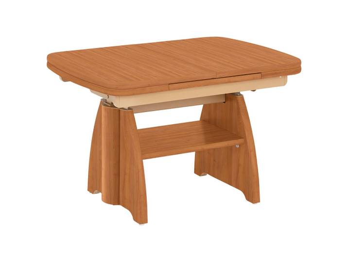 Venda Couchtisch, Kirschbaum, Metall, Kirschbaum, furniert, rechteckig, Wange, 65x56-75x90-131 cm, ausziehbar, höhenverstellbar, Wohnzimmer, Wohnzimmertische, Couchtische, Couchtische Metall