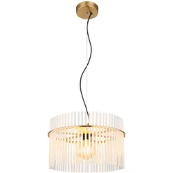 Hängeleuchte Pendellampe Esszimmerleuchte Glas gold Deckenleuchte, Metall schwarz Glasstäbe, 1 Flammig E27, D 40 cm