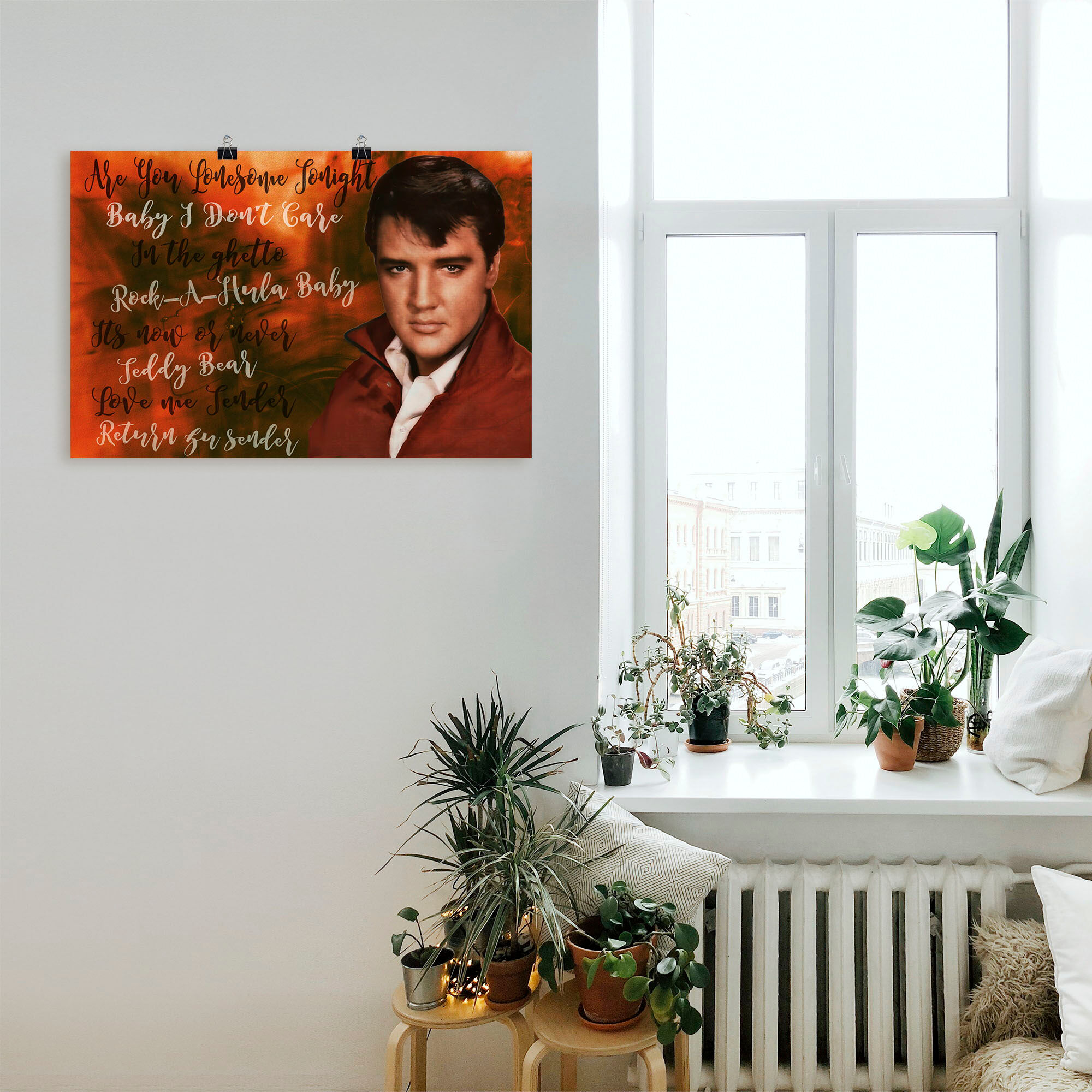 Poster ARTLAND "Elvis Star", rot (farbe bild(er): rot), B:60cm H:40cm, Bilder, Poster, ohne Rahmen farbe bild(er): rot B/H/T: 60cm x 40cm, Poster Bilder von berühmten Musikern Querformat, 1 Stk.