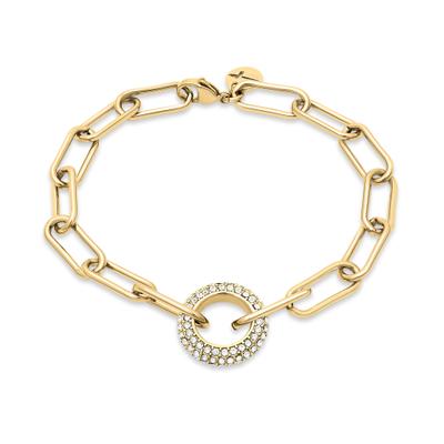 Gliederarmband TAMARIS "Schmuck Geschenk Edelstahl Armkette The Glitter Donut", gold (gelbgoldfarben, kristallweiß, kristallweiß), Armbänder, Damen, 21cm, Edelstahl, Gliederarmband, mit Glasstein
