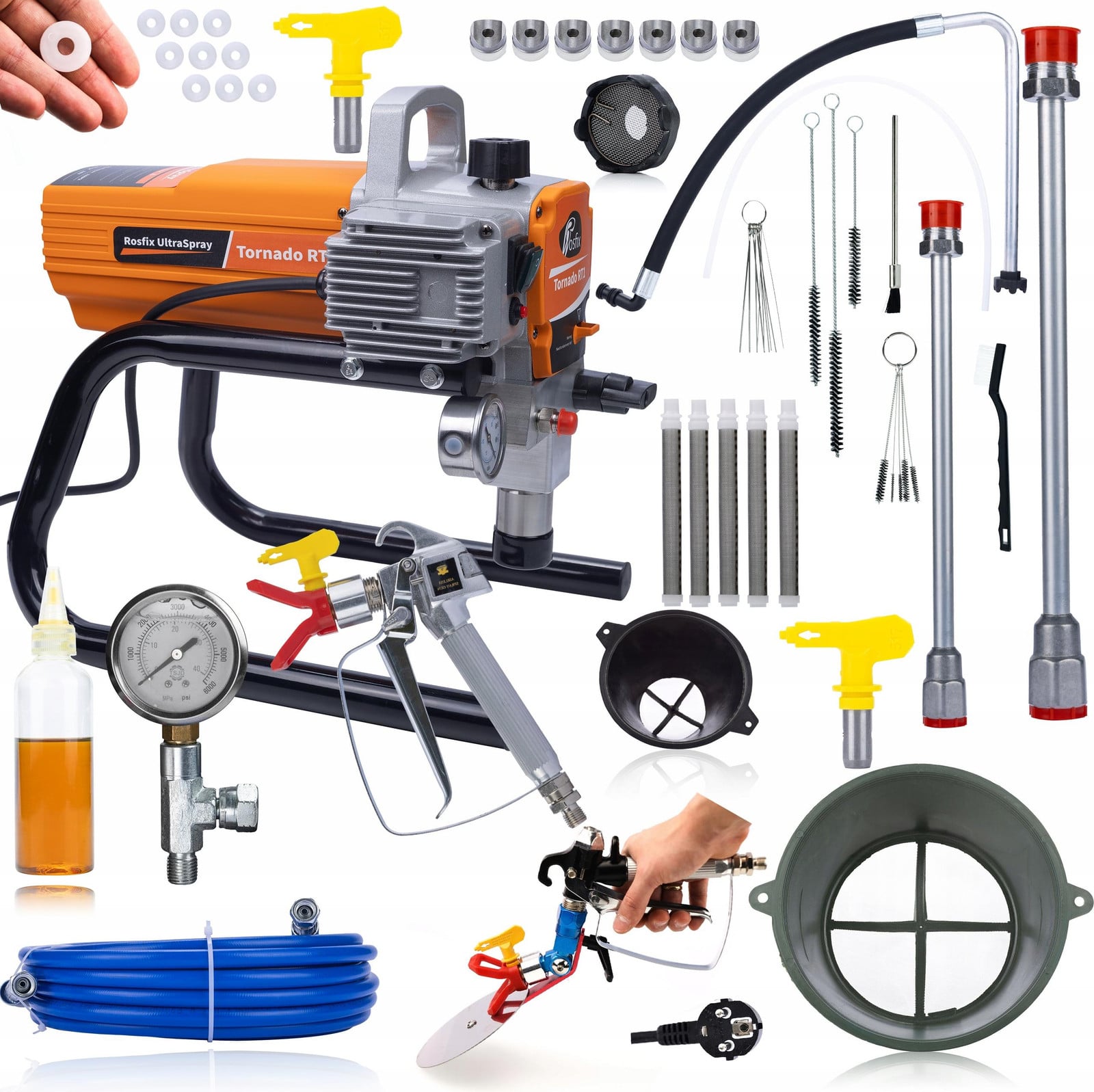 Rosfix Tornado RT1 UltraSpray spuitset voor verf inclusief lans, reinigingsset, filters, spuitmondstuk en verfzeven
