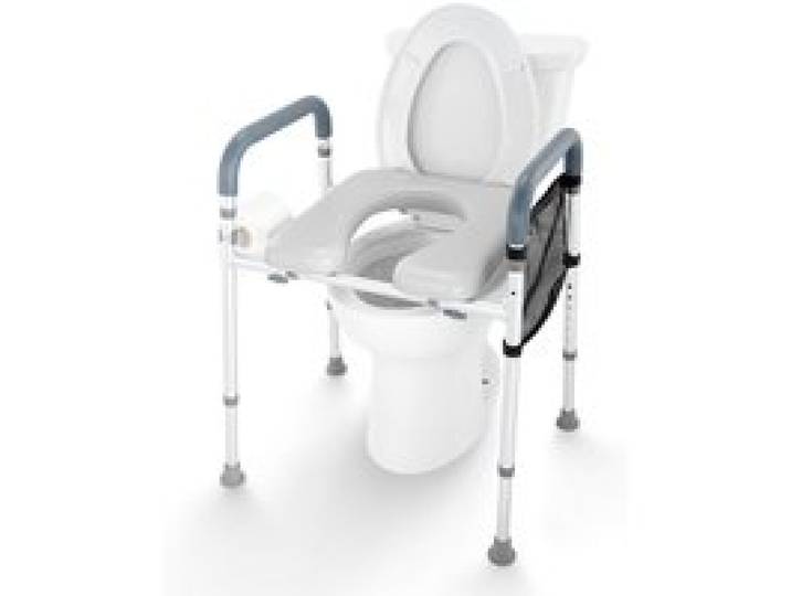 SucceBuy verhoogde toiletbril 7-positie hoogteverstelling 19,3 - 25,2 350 lbs draagvermogen met comfort gewatteerd aluminium frame