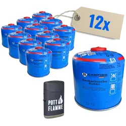 12x Gaskartusche Butan 500g mit Schraubventil  für Gaskocher und Gasgrills, mit ...