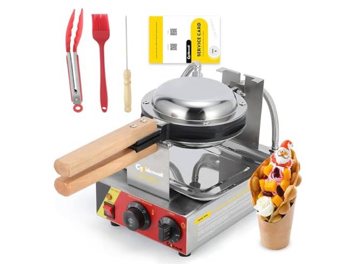 Hong Kong Eier Bubble Waffeleisen von Cgoldenwall丨180 ° Rotation Material Antihaft und Austauschbares Backform丨0-300℃ 1500W Elektrische Waffelmaschine 3-5Minuten Uniform Backen