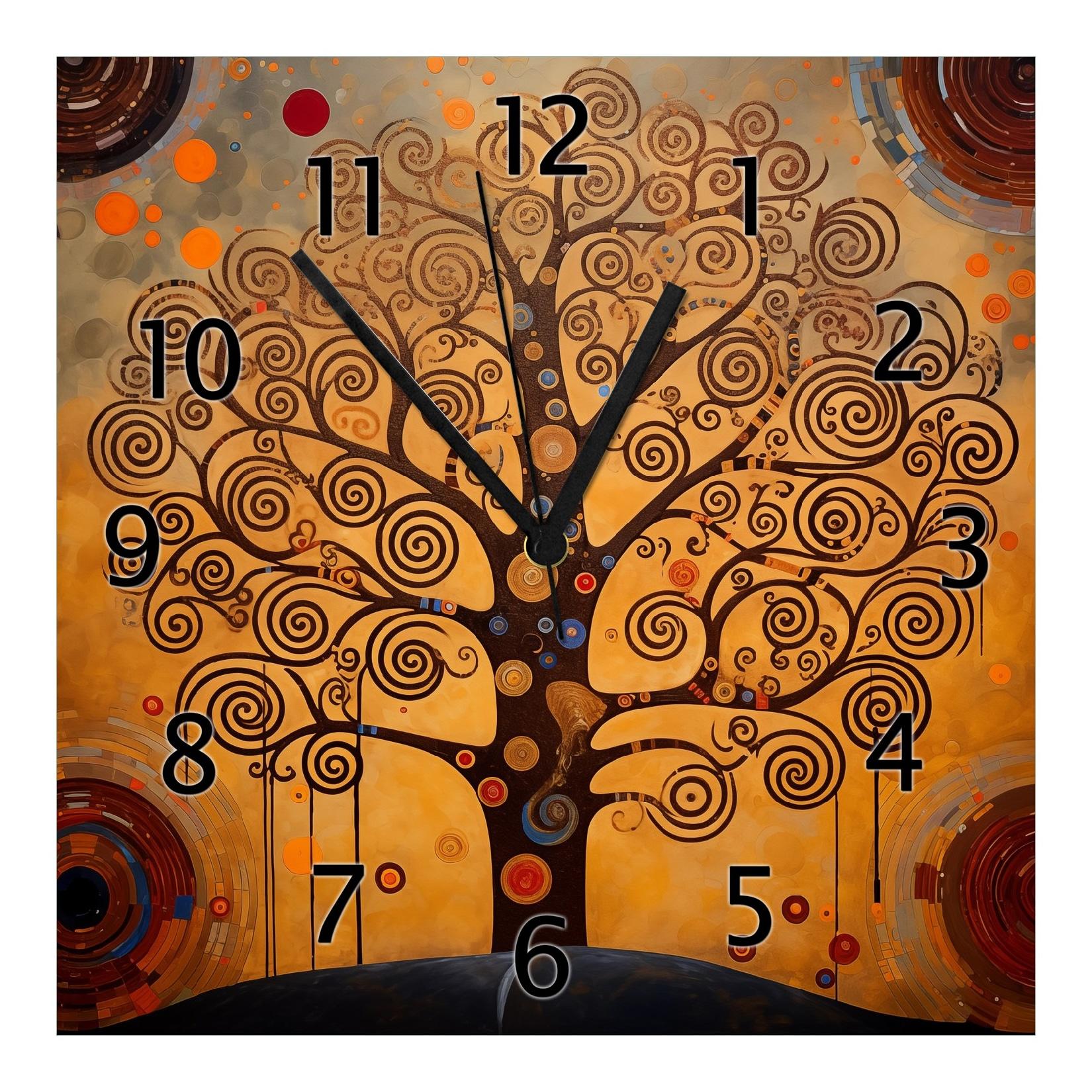 Wallario Uhr 20 x 20 cm, weiße Zeiger Baum des Lebens