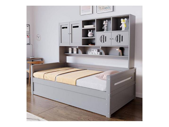 LuxusKollektion Kinderbett Sofa Bett 90x200 Kinderbett Grau