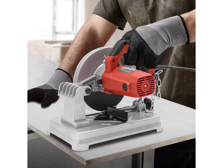 Scie à découper 1200 W, diamètre de la lame de 185 mm, machine à couper l'acier, 0-45° ° Scie à onglets réglable pour le bois, le métal, les murs et les sols