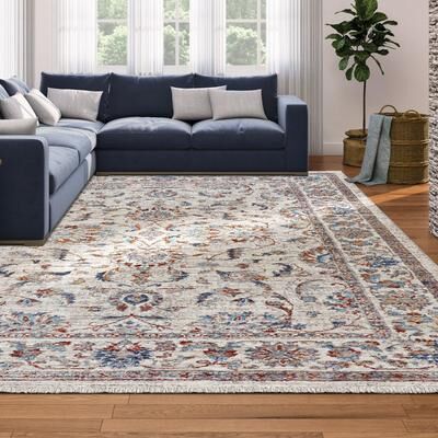 Dream Decor Rugs Remnier Floral Trabriz Antique Cream Fringed Area Rug