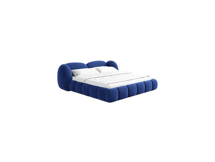 Design Polsterbett „Amara“ mit Ablagefach, Samt Blau BLOOMINGLOFT Collection