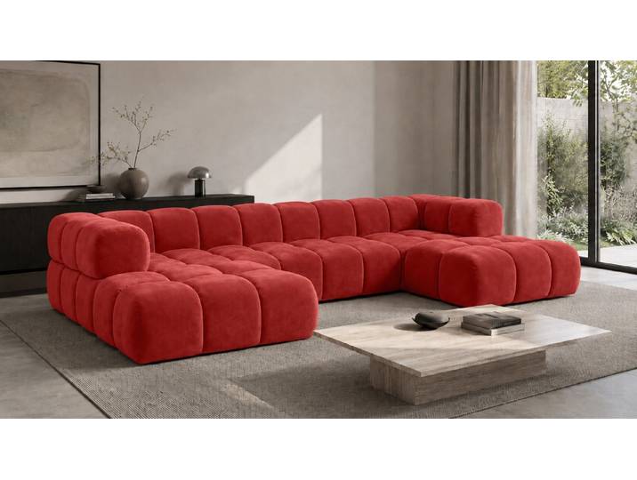 Kaiser Möbel Ecksofa U-Form im Veloursstoff Bluvel, AVERRO UXL, U-förmiges Design,Extra großzügige Sitzfläche