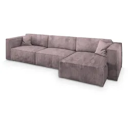 ECKSOFA TOLMO P Lila Kordstoff mit Schlaffunktion